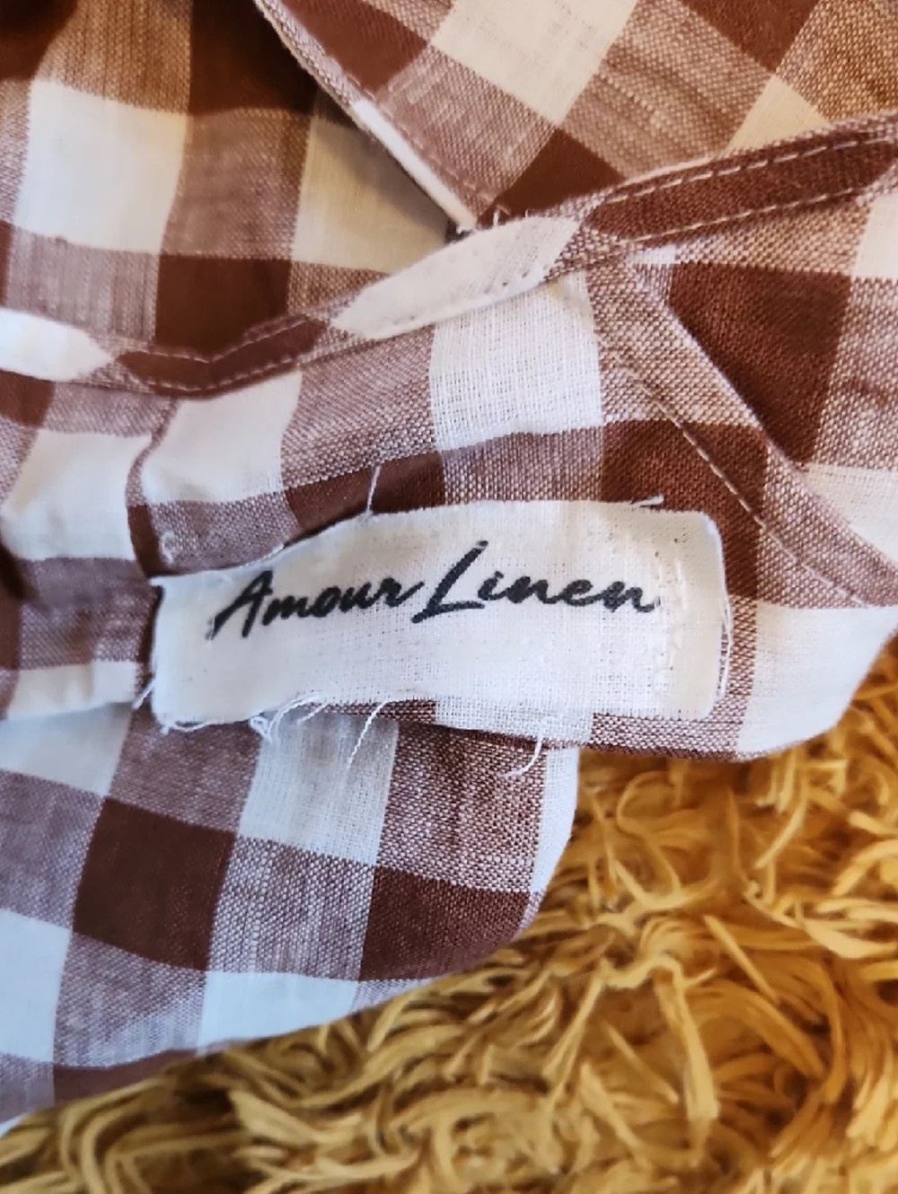 Amourlinen Gingham Checked Linen Tote Bag- FINAL PRICE
